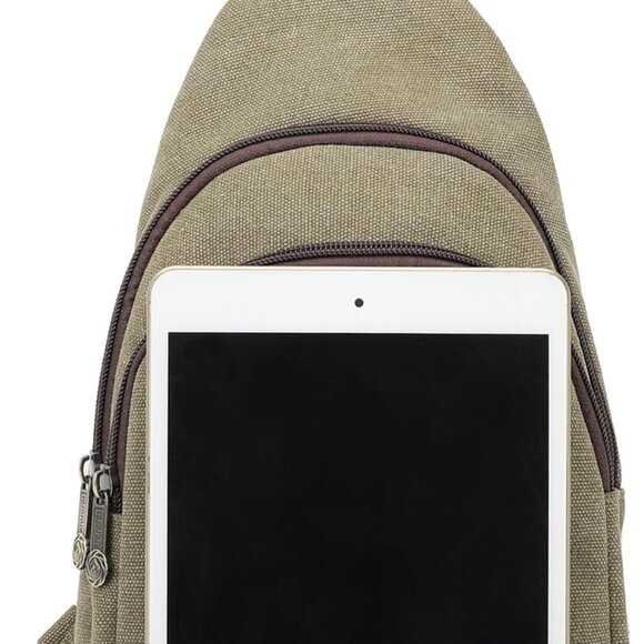 Canvas Sling Bag for Women Small Crossbody Purse Travel Hiking Chest Bag - Picture 4 of 7